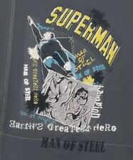 Vintage Lot 29 DC Superman Man Of Steel Graphic Shirt Grey Size Large Glitter picture