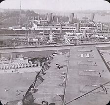 Ocean Liners at Docks, Hoboken, New Jersey, c1910's, Magic Lantern Glass Slide picture