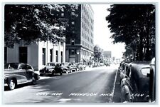 Muskegon Michigan RPPC Photo Postcard Clay Ave. Classic Cars Exterior View 1958 picture
