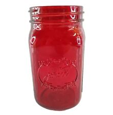 Vintage Jardin Red Ruby Glass Mason Jar EST. 1946 Decor Flower Gift No Lid Style picture