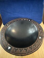 Vintage Carved Hardwood Mother Of Pearl Inlay Kava Bowl picture