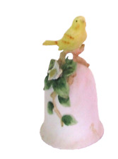 VTG Robin bell Royal Crown Arnart 1986 porcelain figurine YELLOW bird Floral picture