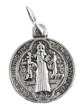 Vintage Catholic Saint Benedict Silver Tone Religious Medal picture