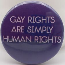 Gay Rights Are Simply Human Rights Pinback Button LGBTQ2IA+ Advocacy Memorabilia picture