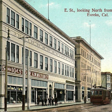 c.1920 East St. Looking North 3rd St. Eureka CA Postcard Trolley A.W. McLean picture