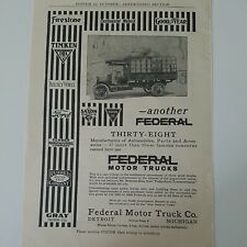 1915 Federal motor trucks thirty-eight truck vintage original ad picture