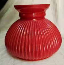 Vintage Red Glass Student Lamp Replacement Shade Ribbed 6 7/8
