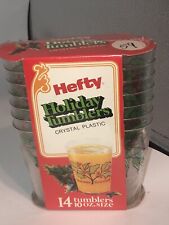 Eight Vintage Holiday Tumblers Hefty New In Package Christmas Holly Fun picture