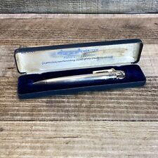 Vintage Ronson Penciliter Lighter Pencil Combo Rhodium-Plated Original Blue Case picture