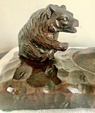 Antique Black Forest Style Hand Carved Grizzly Bear Match Holder German Swiss picture