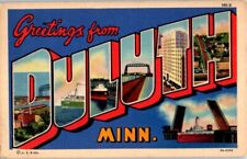 1938 Large Letter Greetings from Duluth Minnesota Postcard picture