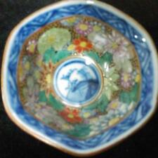 Antique Kutani Ware Ochoko Sake cup Blue Painting Colored picture