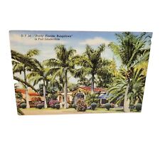 Vtg Postcard POSTED Pretty Florida Bungalows In Fort Lauderdale Palm Trees picture