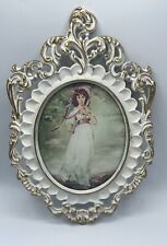 Vintage Italy Oval Convex Bubble  Glass Picture In Ornate Frame Victorian picture