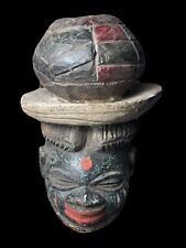 African Yoruba Gelede Mask w/bowl Coiffure 16” x 11”  w/custom Stand *See Descr* picture