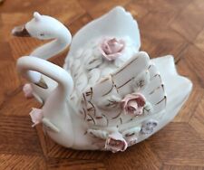 Vintage Hand Painted Chase  Double Swan Covered Dish picture