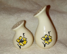 California Pottery Salt and Pepper Shakers Yellow Flower MCM picture