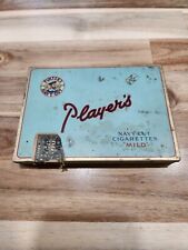 VINTAGE 1940s ADVERTISING EMPTY PLAYERS FLAT 50 CIGARETTE TOBACCO TIN picture