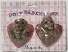 Ceramic World Poly Resin Land Dog Magnets Heart Shaped Vintage 1999 Brand New picture