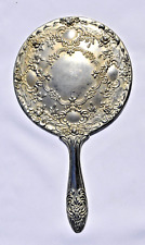 Vintage Vanity Silver Plated Hand  Mirror Intricate Design picture
