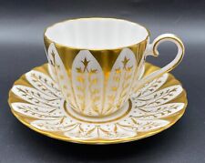 Royal Chelsea English Bone China Gold White Tea Cup Teacup & Saucer 466A England picture