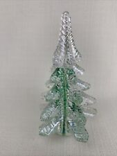 Vintage Silvestri Clear Crystal Green Ribbon Christmas Tree 5.5” Tall Holiday picture