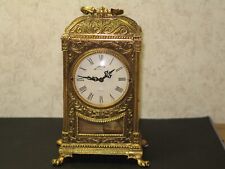 VINTAGE  GERMAN GOLD GILT CASE MECHANICAL CARRIAGE SWING PENDULUM 8 DAY CLOCK picture
