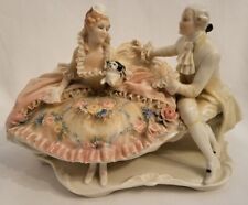 Antique Karl Ens Porcelain Figurine Courting Couple With Dog Germany 1920-30 picture