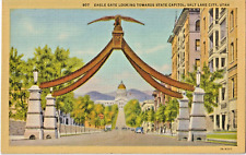 Eagle Gate with State Capitol, Salt Lake City, Utah UT antique unposted postcard picture