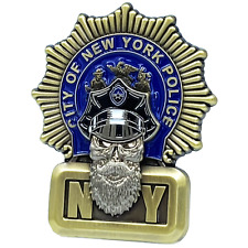 EL1-013 NYPD Detective Beard Gang Skull Challenge Coin Thin Blue Line Back the B picture