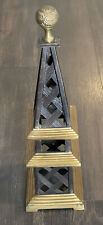 Vintage Mid Century Modern Black and Gold Iron Obelisk 17” Over 4 LBS picture