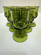 6 VTG KINGS CROWN Thumbprint Indiana Glass Goblets Cordial Wine Juice glasses picture
