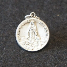 Vintage Our Lady of Fatima STERLING SILVER Charm Pendant in Good Condition picture