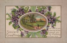 Sincere Greeting Lilacs Embossed Friendship Vintage Divided Back Post Card picture