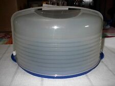 Tupperware Bake-N-Take Cake Carrier Blue W/Sheer Dome Lid 3062/3063 Very Nice picture