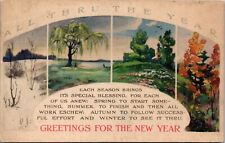 Greetings For The New Year Linen Vintage Post Card picture