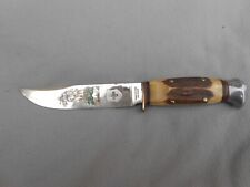 VINTAGE SCHNEIDTEUFEL SOLINGEN WILLIAM TELL HUNTING KNIFE WITH STAG HANDLES picture