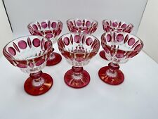 Vtg 1950s Indiana Colony Classique Clear Ruby Flash Small Glasses 4” Set Of 6 picture
