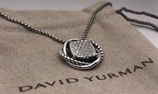 David Yurman Sterling Silver Infinity Pendant 14mm w Pave Diamonds Necklace 18 picture