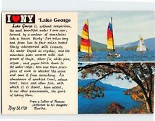 Postcard Beautiful Lake George Letter of Thomas Jefferson to his Daughter NY USA picture