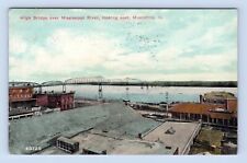 High Bridge Over Mississippi River Muscatine Iowa IA 1911 DB Postcard P7 picture