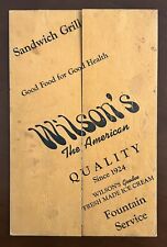 Vintage Wilson's The American Restaurant and Ice Cream Parlor Menu. picture