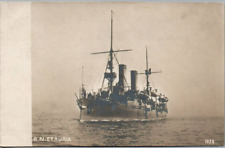 Italian Royal Navy Cruiser Etruria  - c1910s RPPC picture