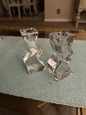 Pair Of Modern Design Crystal￼approximately 6 Inches Heavy picture