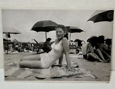 Vintage 1940’s PHOTO Young Pretty Lady In Bathing Suit At Beach Estate Find picture