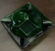 Ashtray - Green Glass 3.25” X 3.25” VINTAGE picture