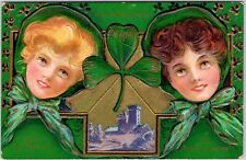 True Irish Hearts Girls Shamrock St. Patrick's Vintage Postcard Unposted picture
