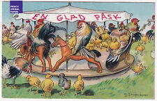 Easter 1910 - Vintage CPA Sweden Stoopendaal Fairground Fairground Rooster Ride Humanized picture
