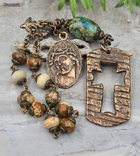 Unique Holy Face of Jesus, Holy Spirit Bronze Chaplet - Picture Jasper,Turquoise picture