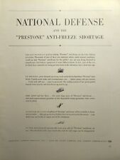 Prestone Anti-Freeze Shortage National Defense Priority Vintage Print Ad 1941 picture